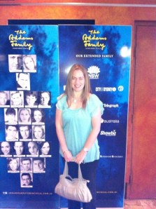 Me at The Addams Family musical in Sydney, after scoring two free tickets via Twitter.